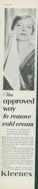 1928 Kleenex Approved Way Remove Cold Cream Woman Robe Vintage Print Ad PR1