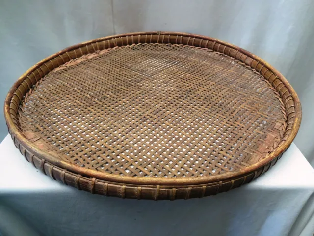 Antique Burmese Cane Sieve Farmhouse Kitchen Utensil Grain Sifter Collectibles "