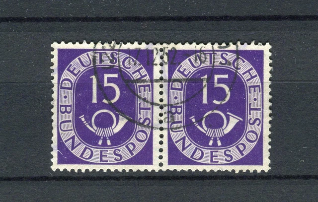 Bund 129 Posthorn 15 Pf. waagerechtes Paar gestempelt (12741)