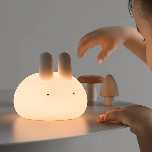 Luz nocturna LED, iluminación suave, lámpara decorativa conejo dibujos animados,