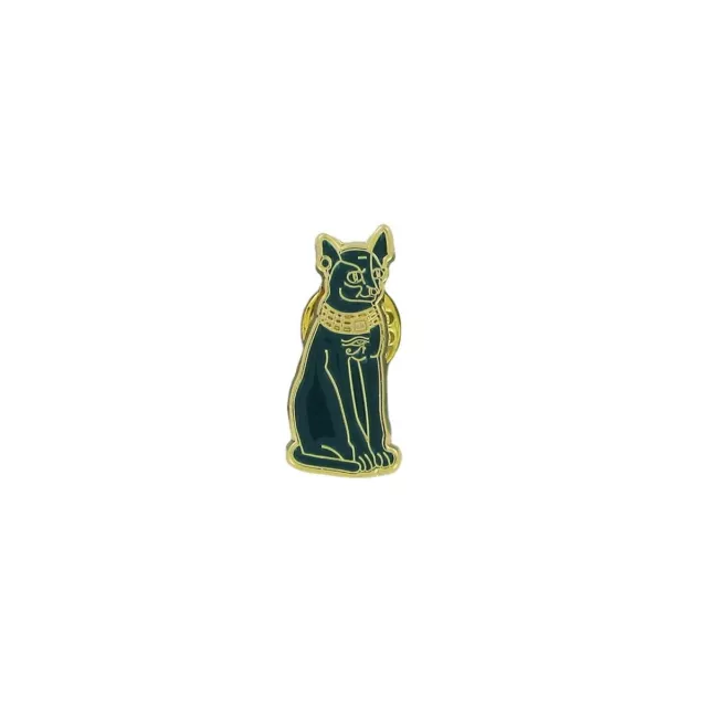 Teal Cat Ancient Egyptian Enamel Pin Badge, Bastet Egypt British Museum Brooch