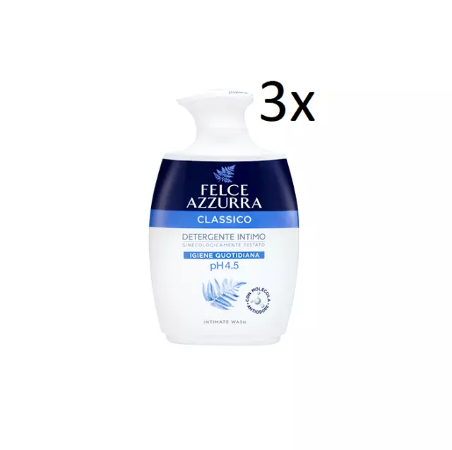 3x Felce Azzurra Classico Igiene Quotidiana Detergente Intimo Intimseife 250ml