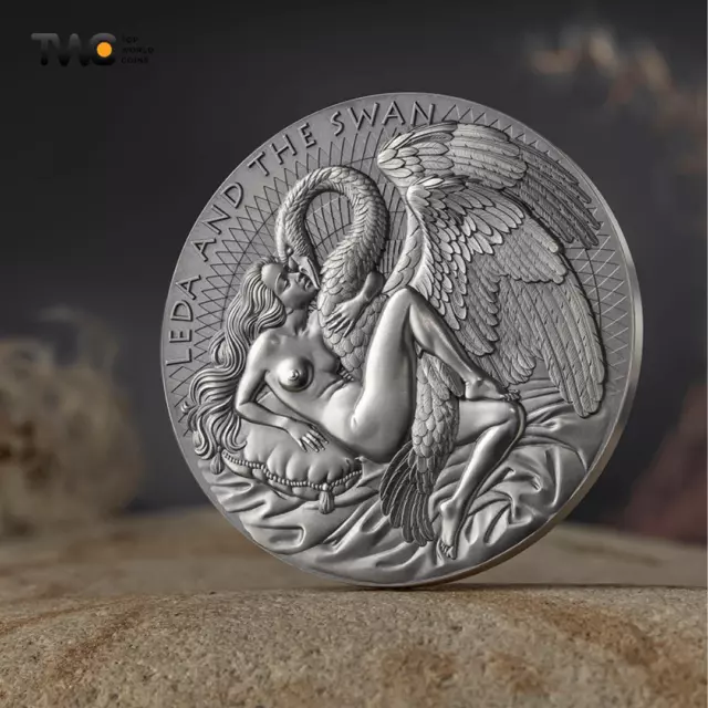 Leda and the Swan Celestial Beauty 2 oz Silver Coin CFA Cameroon 2023