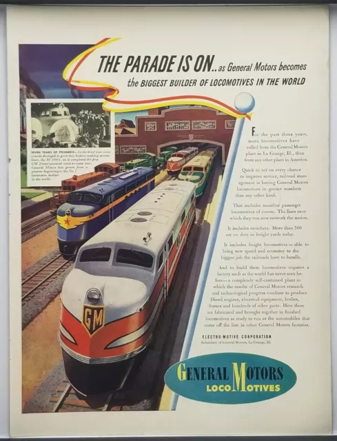 1941 General Motors Locomotives Electromotive LaGrange IL Vtg WWII Era Print Ad