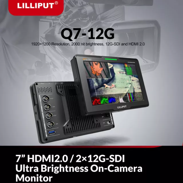 DHL LILLIPUT Q7-12G 7" IPS FHD 1920x1200 Camera Outdoor Monitor 12G-SDI for DSLR