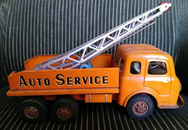 Jouet ancien tôle camion grue Strenco 60/70 vintage Non Joustra