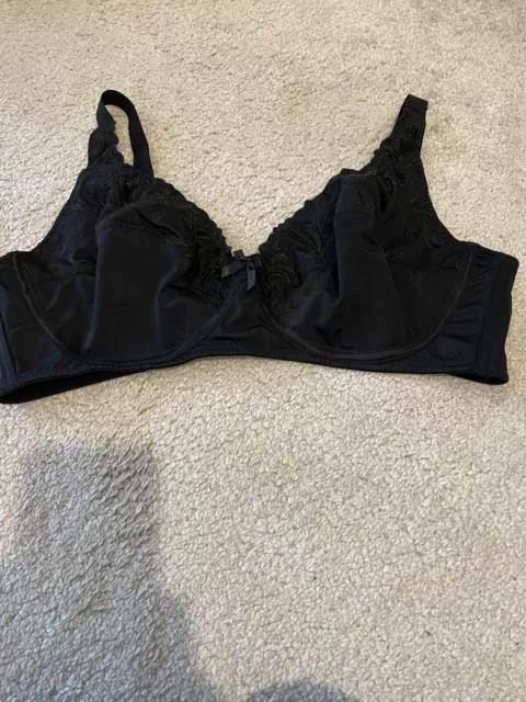 Warners 42D Signature Support Satin Bra BLACK stretch Underwired#35002A NEW  $46