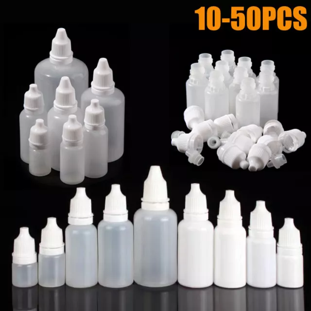 5-100ML Empty Plastic Squeezable Dropper Bottles Care Liquid Droppers Lot