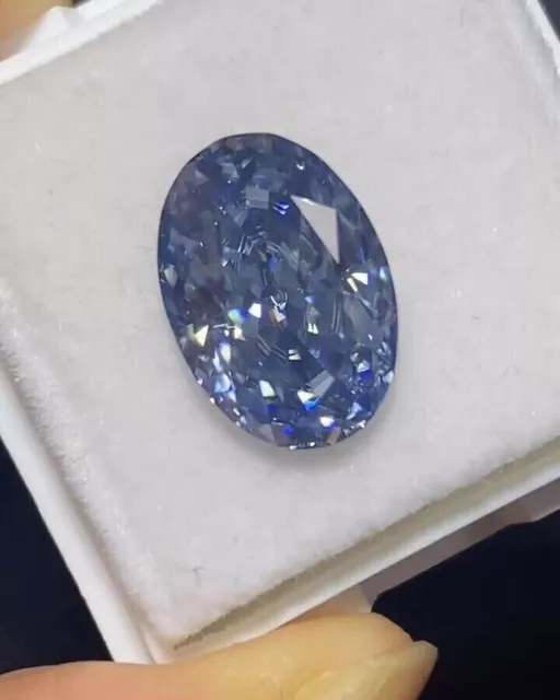 Pierres précieuses ovales en pierre de diamant de couleur bleue de 5 ct...