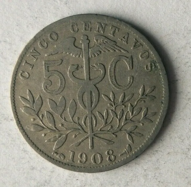 1908 BOLIVIA 5 CENTAVOS - Excellent Scarce Coin - FREE SHIP - Latin Bin #4