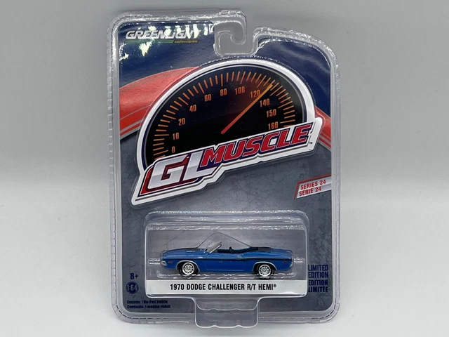 Voiture Miniature Dodge Challenger R/T Hemi Cabriolet 1970 - échelle 1/64 Greenlight, édition Limitée Gulf Oil