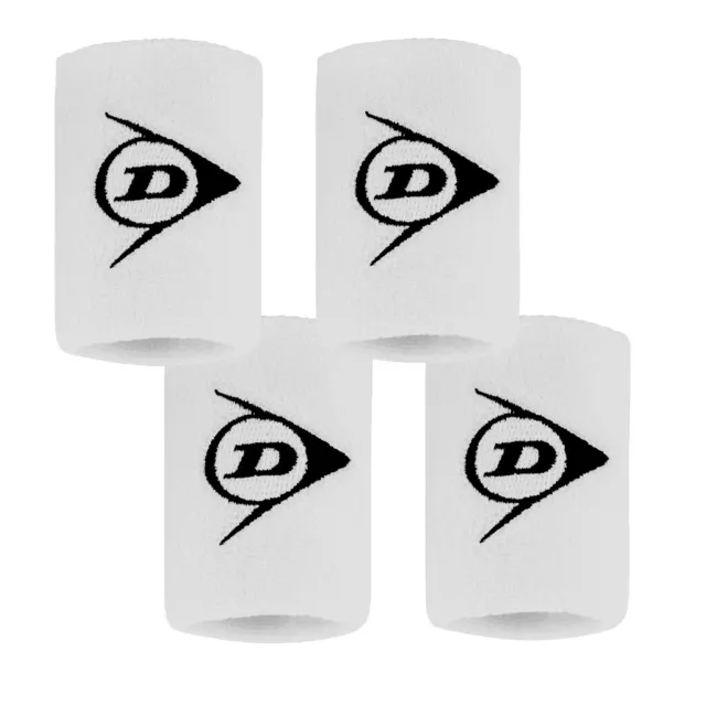 4 Dunlop Handgelenk Schweißbänder in weiß/schwarz, Fitness, Tennis, Squash