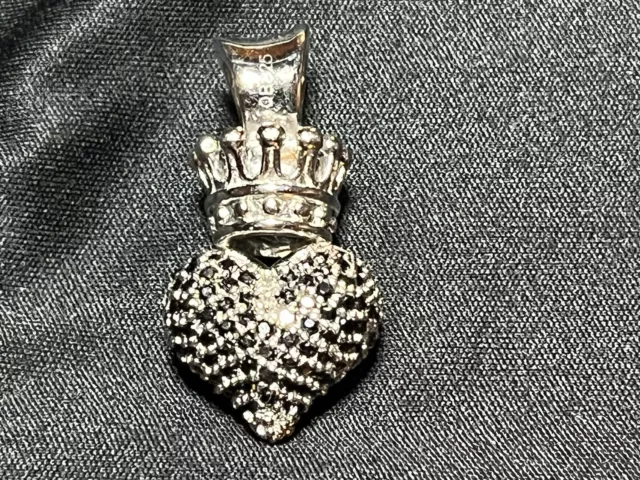 King Baby Studio Micro Pave Crown Heart Pendant Sterling .925 (Pendant Only) 2