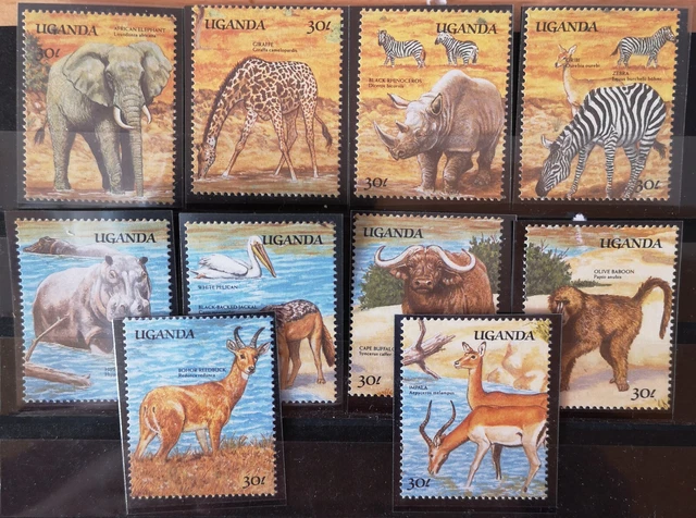 Uganda 1989 wildlebende Säugetiere Mi 677/86** aus Kleinbogen