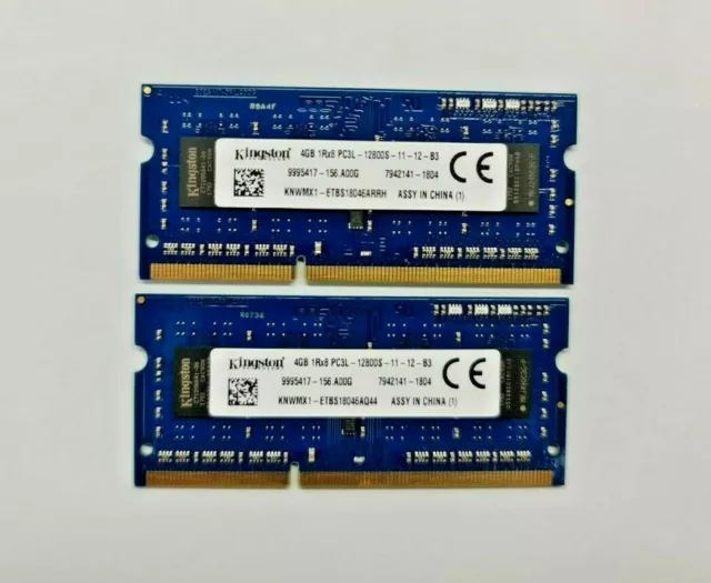 8GB LAPTOP RAM (2x4GB) DDR3L 1RX8 PC3L 12800S 1600MHZ SODIMM 2 STICKS