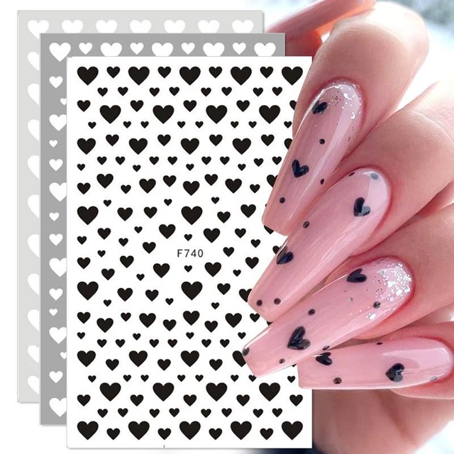 Calcomanías autoadhesivas para pegatinas de uñas - Decoraciones de manicura deslizante de uñas para corazones de amor