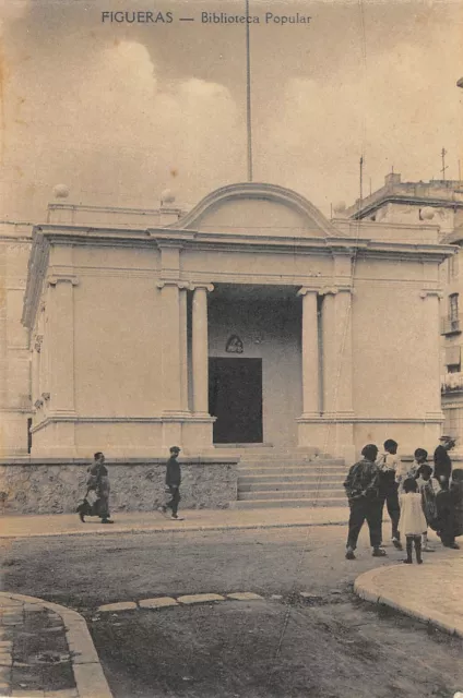 Cpa Espagne Figueras Biblioteca Popular