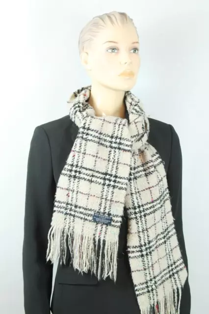 BURBERRY LONDON Made in SCOTLAND Merino Wool Unisex Muffler Scarf Wrap Shawl 72" 3