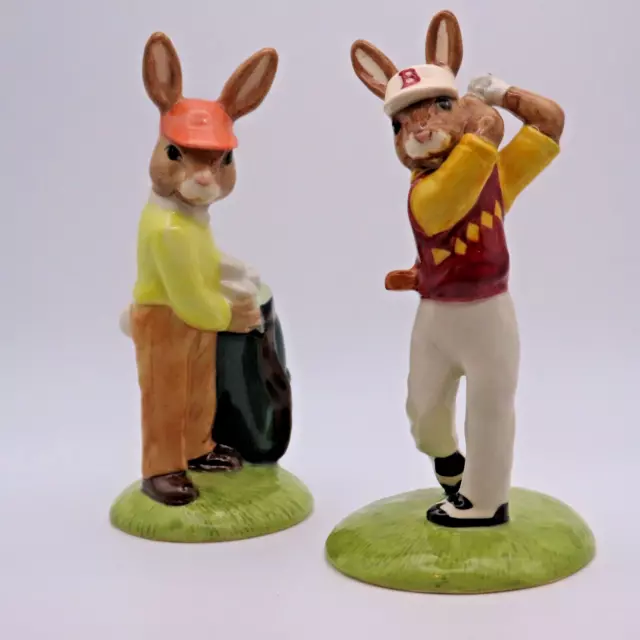 Royal Doulton Figurines Golfer and Caddie Bunnykins Figures