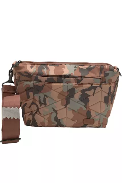 Lug RFID Quilted Crossbody with Printed Strap Flare Camo Rose/Blush