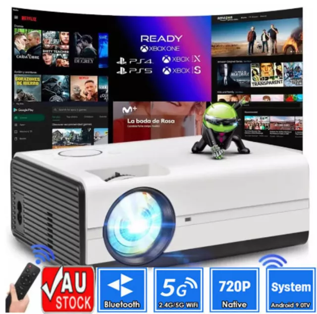 5G WiFi 4K 1080P Support Bluetooth Android Projector Outdoor Home Cinema HDMI AV