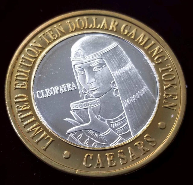 .999 $10 Silver Strike | Gaming Token | Las Vegas | Caesars Palace | Cleopatra