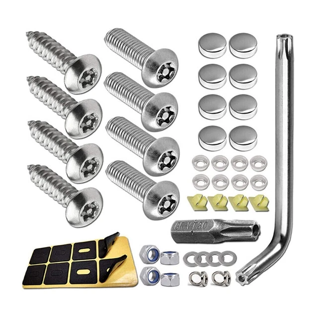 Viti targa di sicurezza argento 1 set antifurto acciaio inox