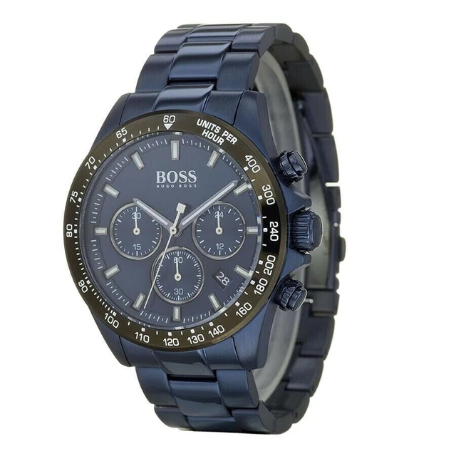 New Genuine Hugo Boss Hb1513758 Hero Sport Mens Watch Stainless Steel Blue Tone