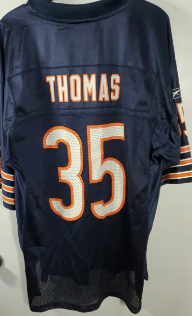 REEBOK NFL Chicago Bears Football Jersey #35 Anthony Thomas Medium Navy On Field