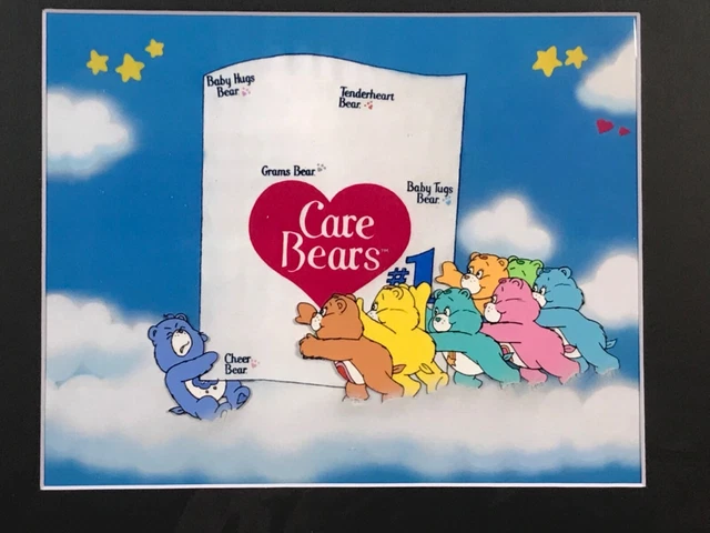Vintage Animation Production Cel of the Care Bears + Matching Drawing- 1980’s