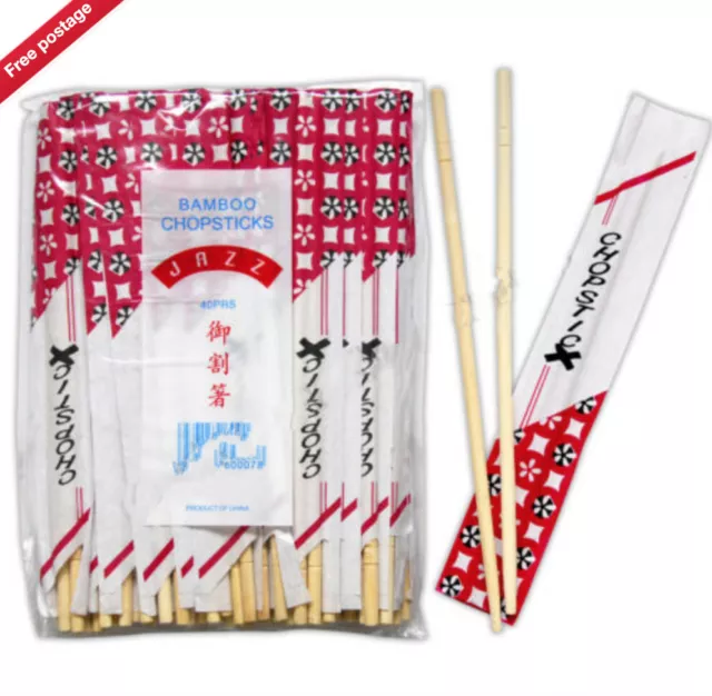 40 Pairs Disposable Chopsticks  Wooden Bamboo Individually Wrapped, For Party 3