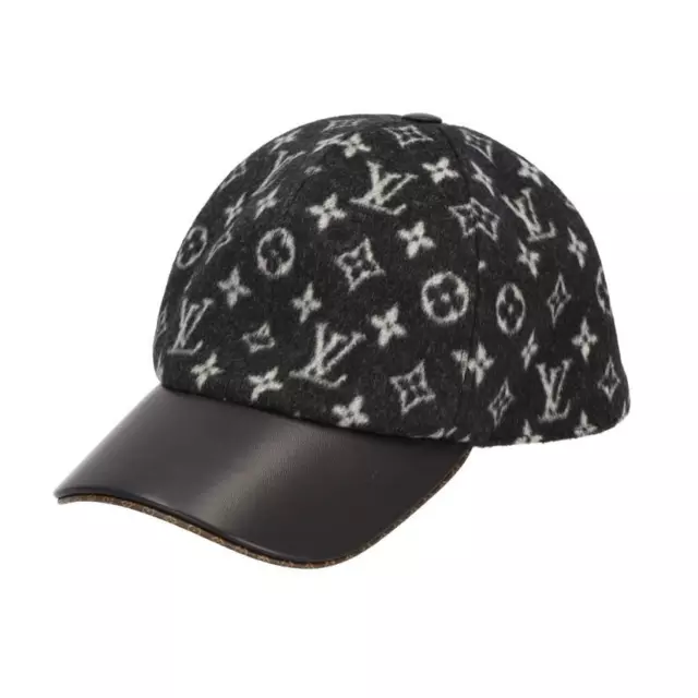 louis vuitton cap monogram AL1220 Casquette L Black Baseball Cap Unisex Auth