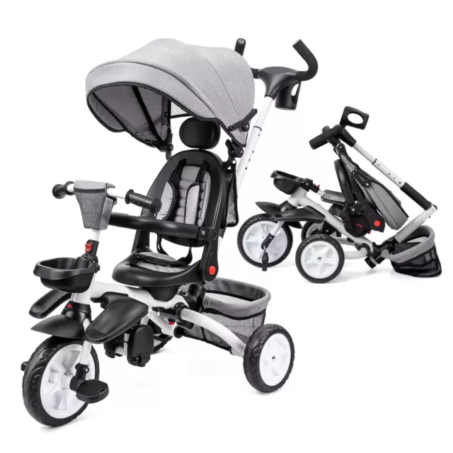 Baby Dreirad 7 in 1 Kleinkind Trike mit einstellbarem Schiebegriff & Baldachin