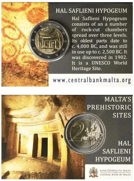 2 Euro Malta 2022 BU Coin Card - Prähistorische Stätten Maltas (7.) - Hypogäum v