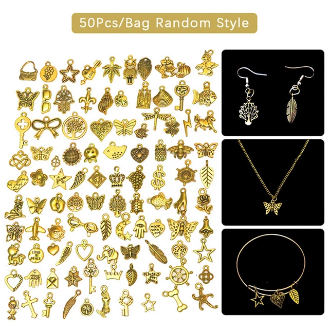 50pcs Metallschmuck Charme DIY Armband Ohrringe Halskette Anhänger Zubehör #w#
