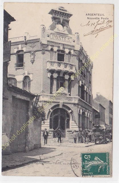 CPA 95100 ARGENTEUIL Nouvelle Poste avec personnels et atelages Edit TéTARD 1910