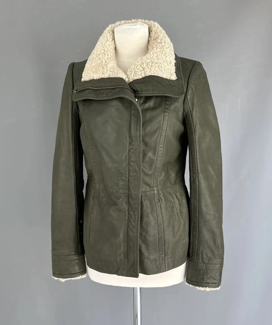 TED BAKER LEATHER Jacket Amilia Green Shearling Trim SIZE 2 UK 10 49.00 PicClick UK