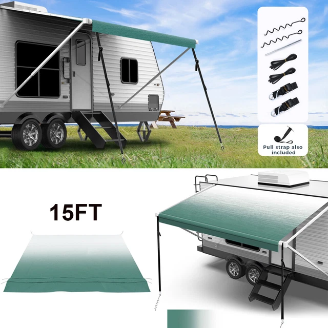 RV AWNING REPLACEMENT Fabric 15' for RV Camper Trailer Heavy Duty 18Oz