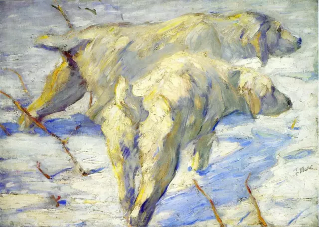 Handmade Canvas Oil Painting Reproduction,Siberian sheep dog by Franz Marc FM053