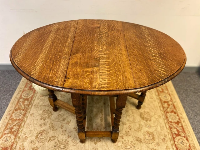 Antique English Oval Drop Leaf Table / Gateleg Barley Twist/1870s-1900s