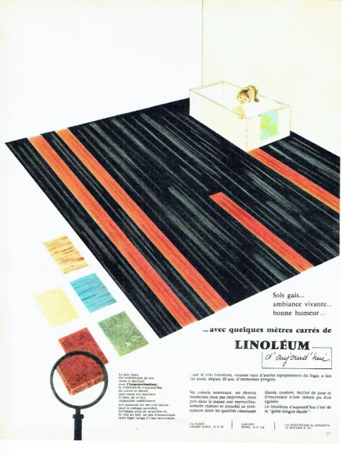 PUBLICITE ADVERTISING 076  1962  Linoleum   revetement de sol salle de bains