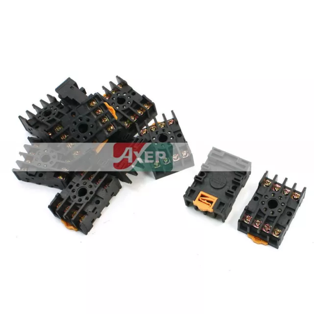 A● 10 Pcs PF-085A 8 Pin DIN Rail Mount MK2 Series Relay Socket Base 10A 250VAC