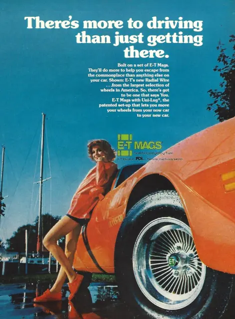 1977 E-T Mags Radial Wire Wheels Trans AM Muscle Car Rims vintage Print AD