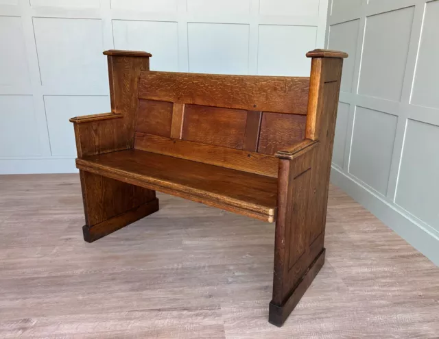 Decorative Victorian Chapel Or Church Pew in Medium Brown Solid Oak - Reclaimed 2