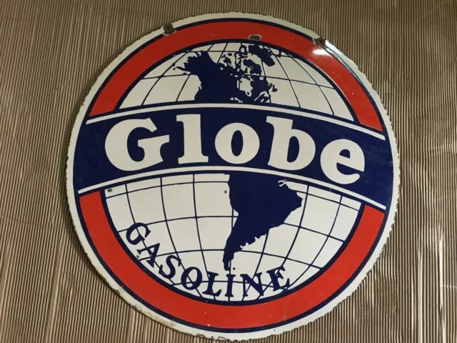 Porcelain Globe Gasoline Enamel Sign 30X30 Inches Double Sided