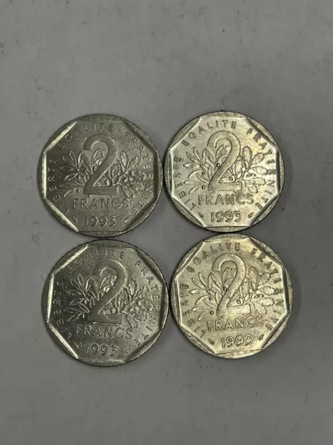 Lot de 4 Pièces 2 Francs 1993 Jean Moulin.