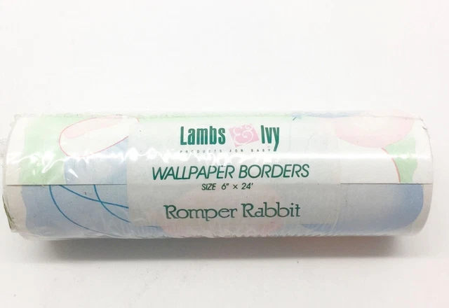 Kids Room Romper Rabbit Wallpaper Boarder 6' X 24" Roll Lambs And Ivy