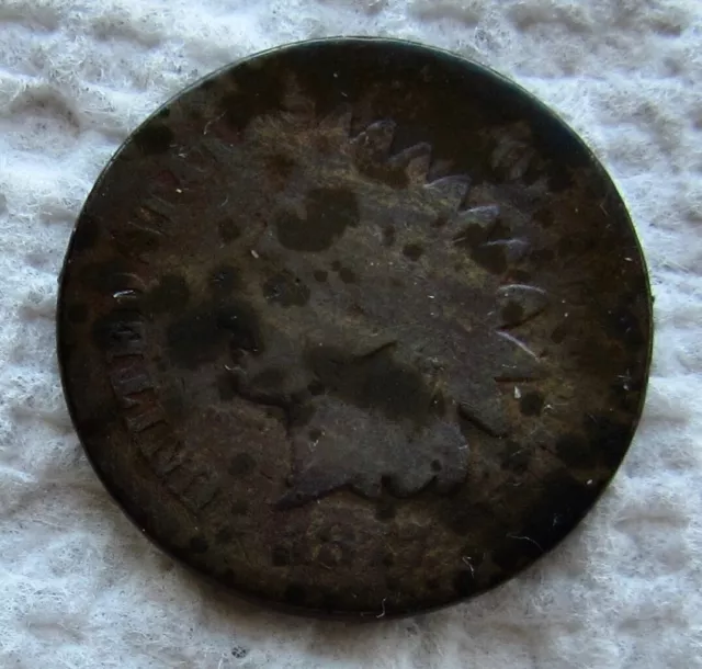 1877 Indian Head Cent Rare Key Date Mintage 852,500 Good Detail Corrosion Spots
