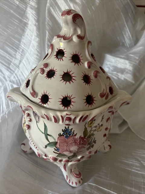 Grande Bouquetière MOUSTIERS style XVIII déco fleurs polychrome faience LALLIERS