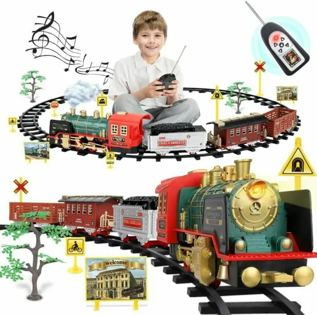 Electric Race Train Track Railway Vehicle Toys Locomotives Cargo Remote Control
